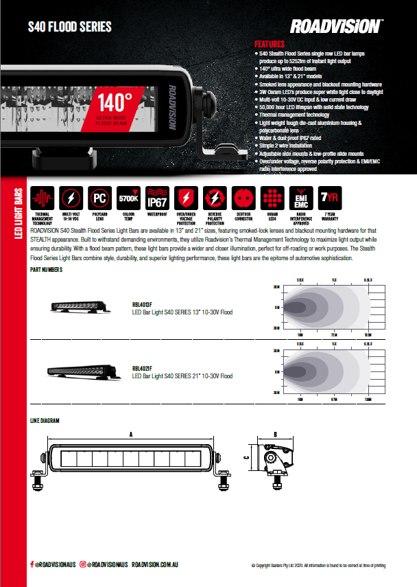 Load image into Gallery viewer, Roadvision Stealth S40 Series - Flood-Size--image_recovery gear australia