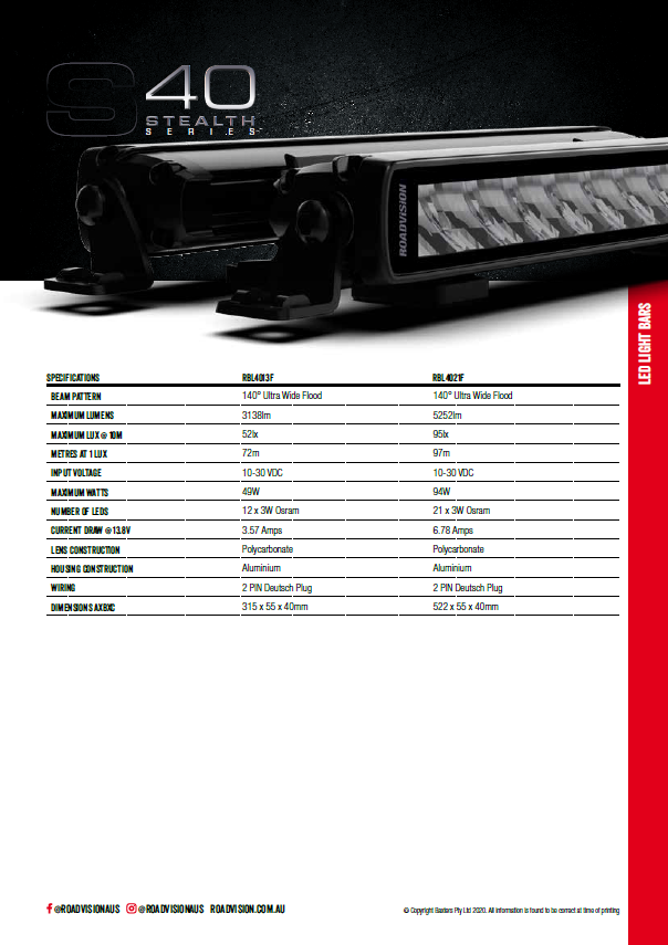 Load image into Gallery viewer, Roadvision Stealth S40 Series - Flood-Size--image_recovery gear australia