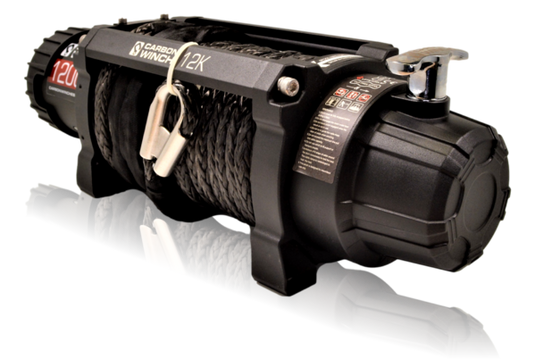 Carbon Winch - 12K VER.2 12000LB Electric Winch With Black Synthetic Rope and Hook