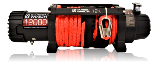 Carbon Winch - 12K VER.2 12000LB Electric Winch With Red Synthetic Rope and Hook