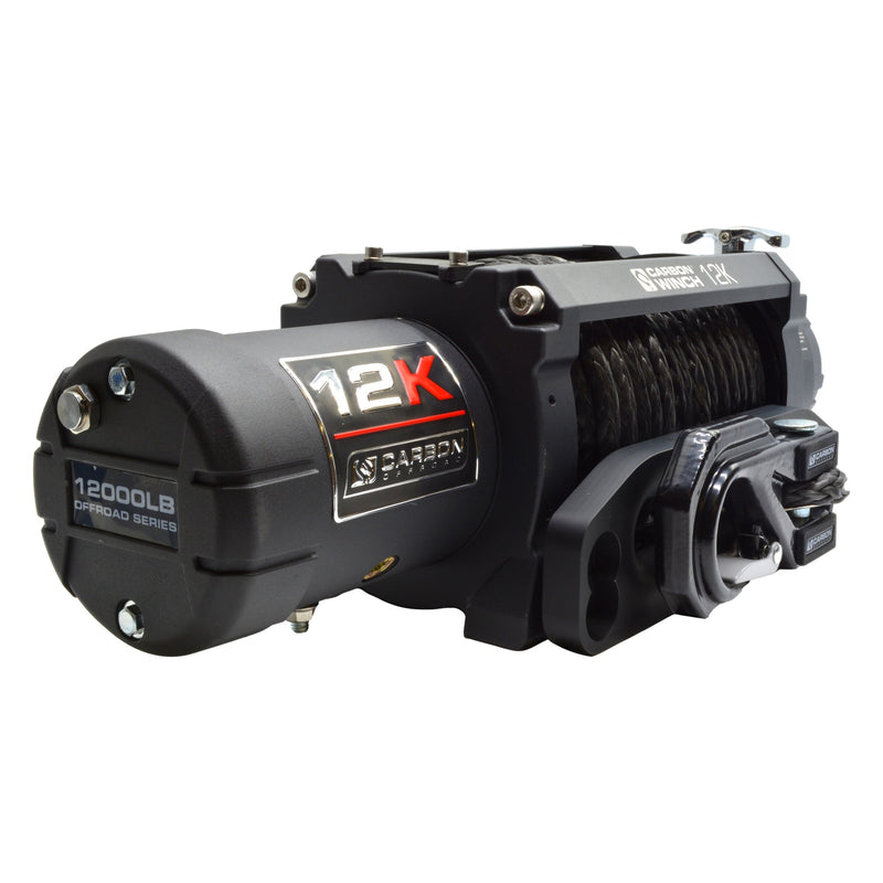Load image into Gallery viewer, Carbon Offroad - 12K 12000lb Electric Winch With Black Rope & Hook VER. 3-Colour-Black-image_recovery gear australia
