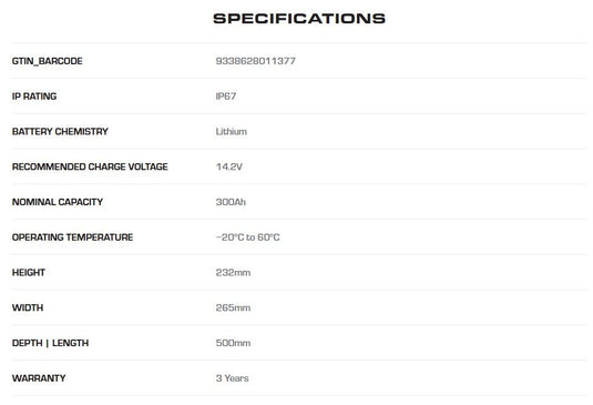 REDARC ICON LiFePO4 Battery 12V 300Ah