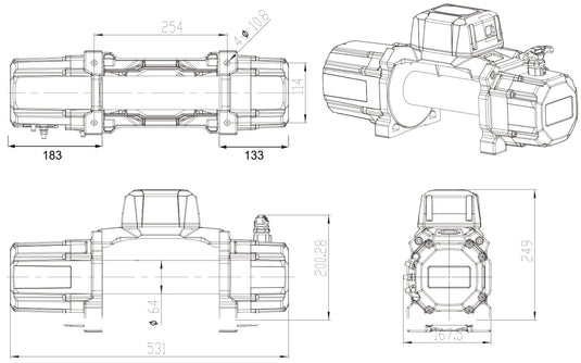 Carbon Offroad - Tank 12000lb 4x4 Winch Kit